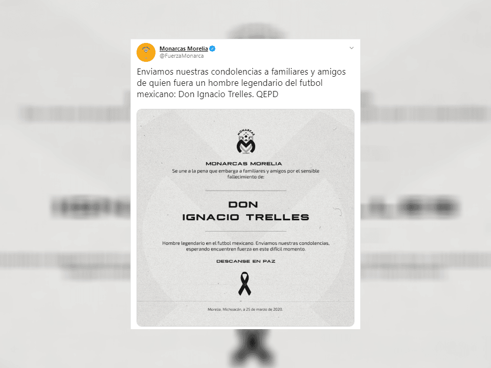 El club de Morelia se une a las condolencias.