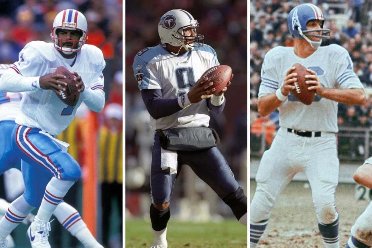 #14 HOUSTON OILERS/TENNESSEE TITANS: Warren Moon, Steve McNair, George Blanda (AP-NFL).