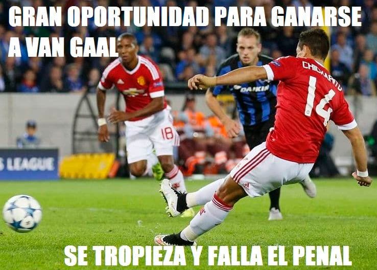 Los usuarios de Twitter y Facebook se burlaron de los errores de Javier 'Chicharito' Hernández con el Manchester United en el partido ante el Brujas rumbo a la Champions.