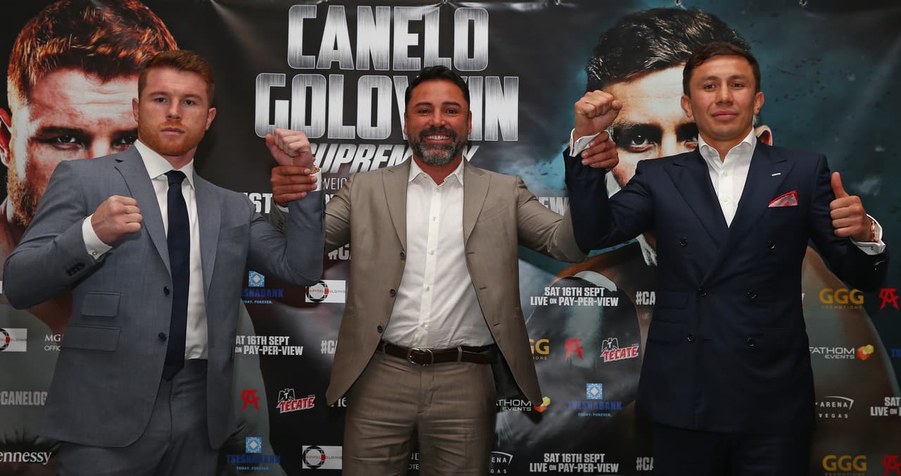 Óscar de la Hoya retó a Trump a ir a la pelea de Canelo y Golovkin.