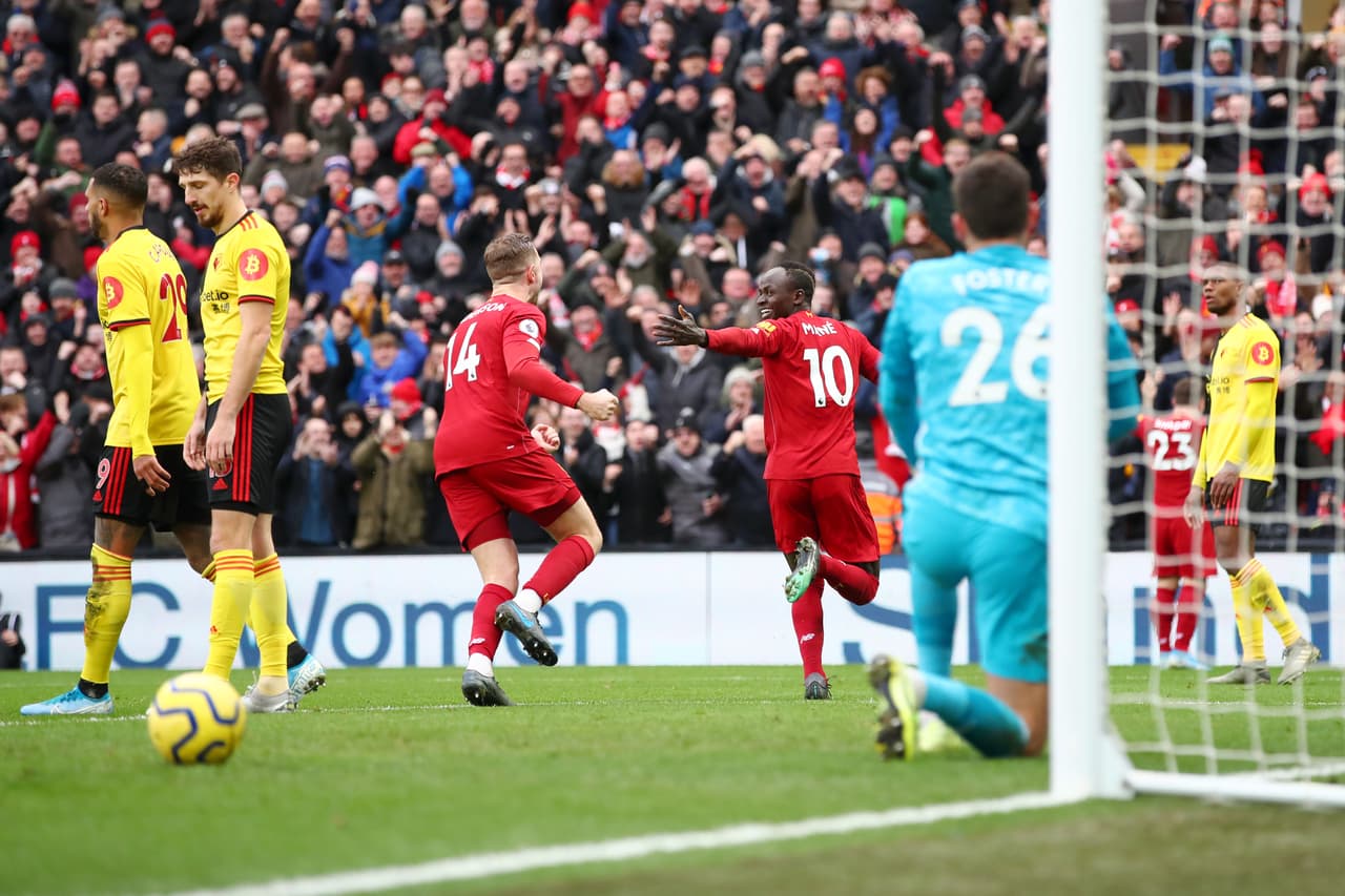 Salah (38´, 90’) marcó lo goles por los locales. Liverpool lega a 49 unidades, mientras que Watford sólo acumula 9.