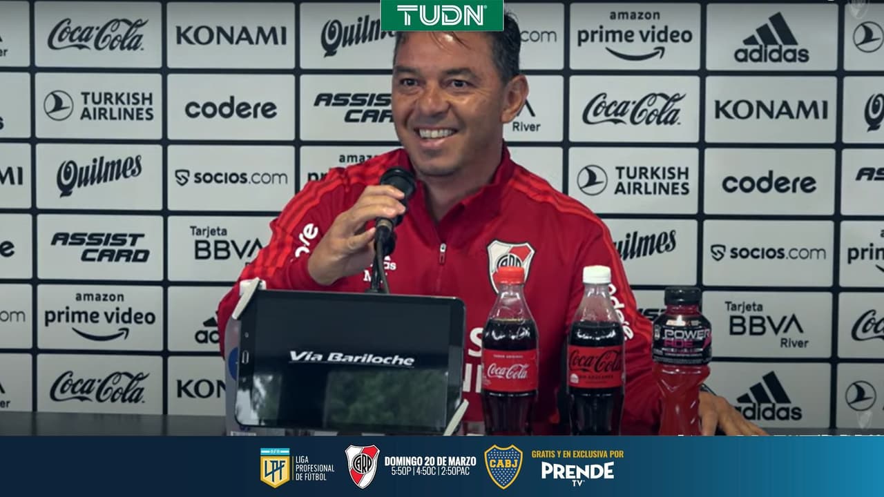 Gallardo sorprende en conferencia y da su XI para el River-Boca