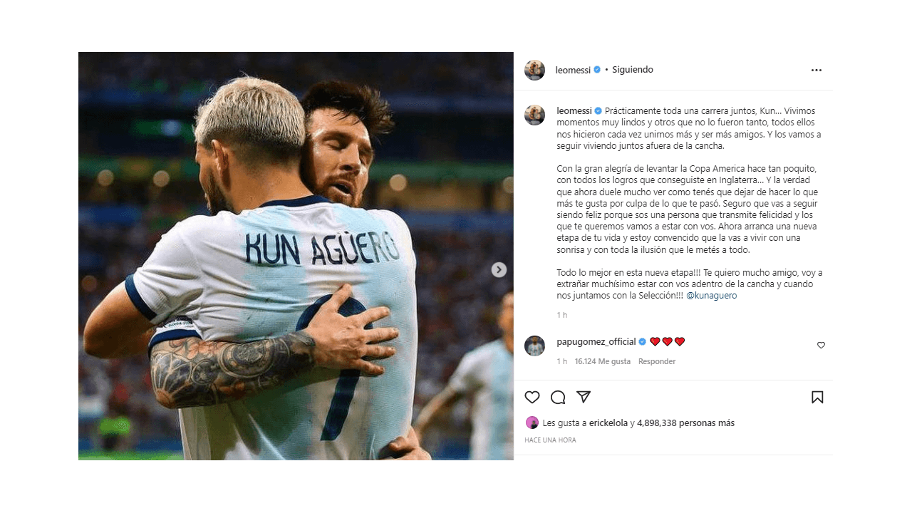 El mundo del futbol se despide de un grande, Sergio 'Kun' Agüero anunció su retiro de las canchas por problemas cardiacos, lo cual causó reacciones en redes. Compañeros de cancha, equipos y fanáticos, le dedicaron palabras, imágenes y videos por su gran trayectoria, su talento y, sobre todo, por su calidad. humana, ¡hasta luego, Kun!
