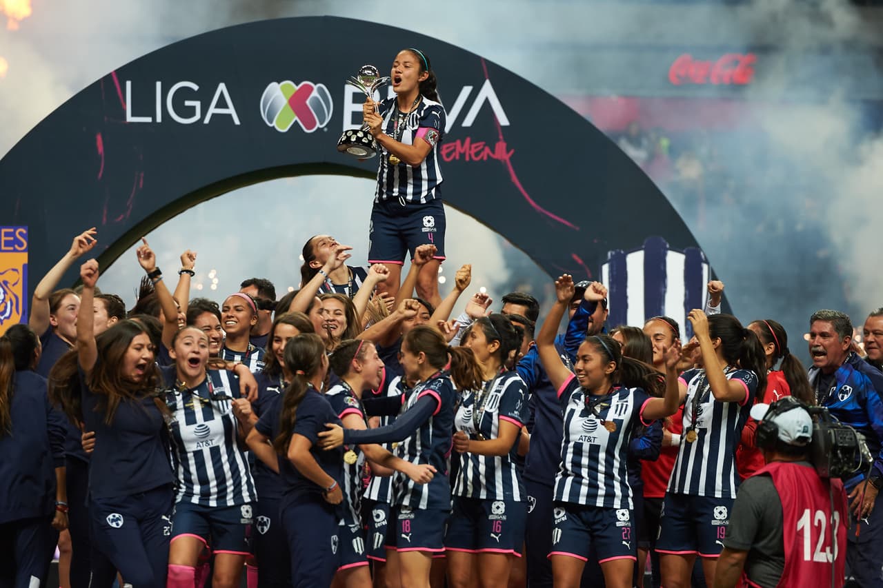 Monterrey Femenil se proclama campeón del Apertura 2019 y así lo celebran.
