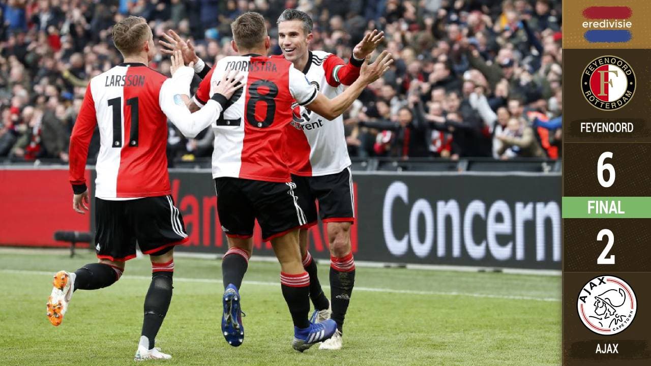 Los celebran en Eindhoven: Feyenoord y Van Persie deja en evidencia al Ajax con bestial goleada