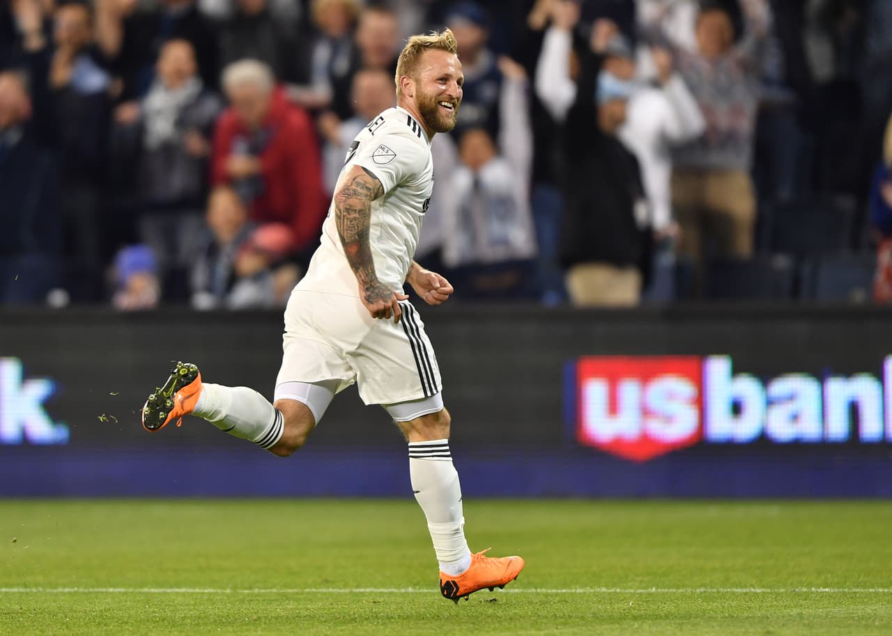 Uno de los héroes del fin de semana fue el escocés Johnny Russell, autor de tres tantos para Sporting Kansas City ante Vancouver Whitecaps. (USA Today Images)