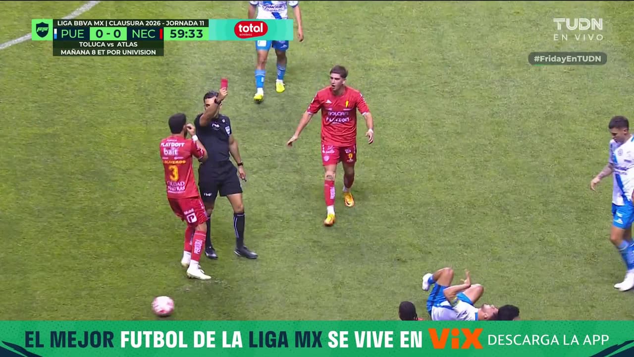 ¡Tarjeta roja para Kevin Rosero! Necaxa se queda con un hombre menos