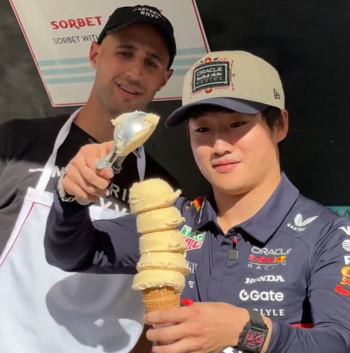 ¿Cuántas bolas, joven? Yuki Tsunoda sirvió helado