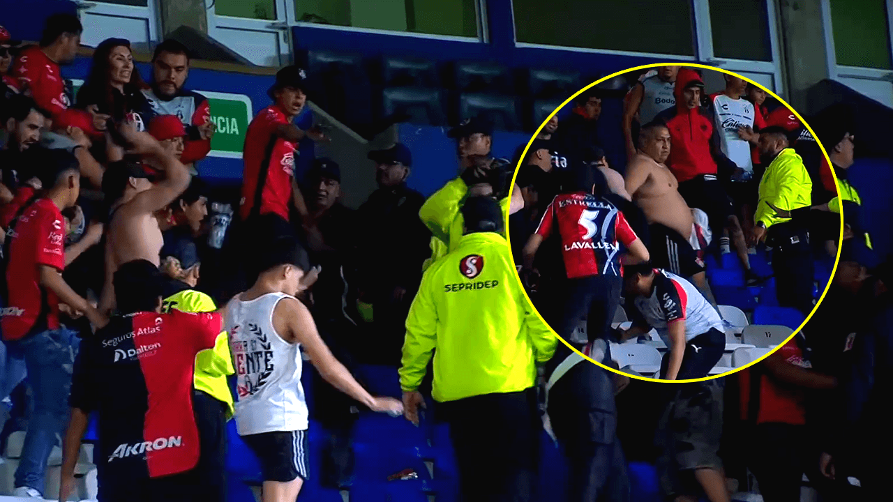 ¡Imágenes lamentables! Partido Pachuca vs Atlas termina con bronca en las gradas