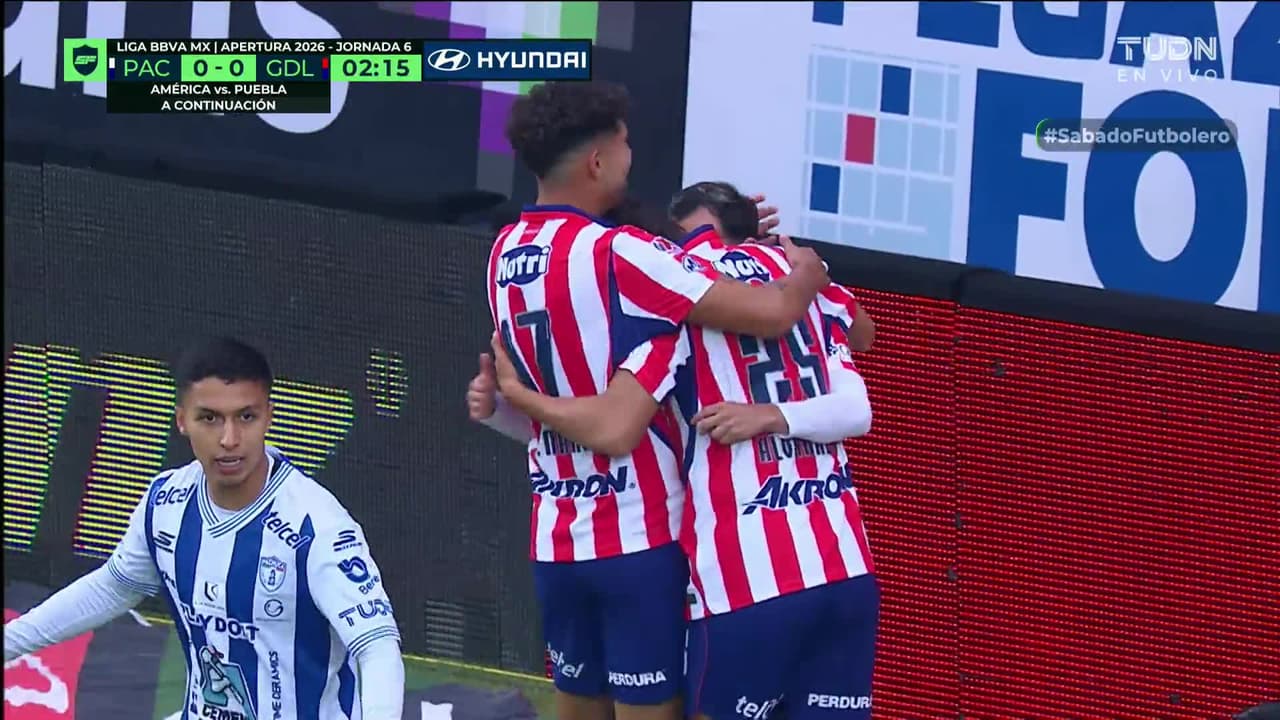 ¡GOL!  anota para Guadalajara. Roberto Alvarado