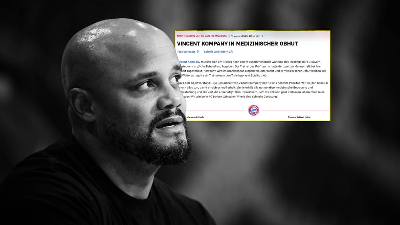 El técnico del Bayern Múnich, Vincent Kompany, es trasladado de emergencia a un hospital