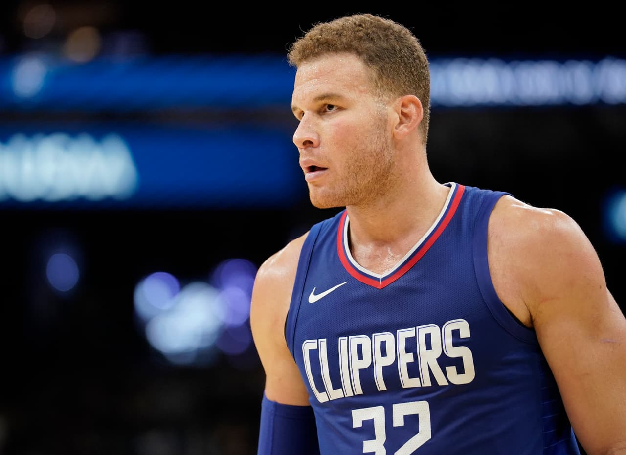 Los Angeles Clippers forward Blake Griffin walks upcourt during the second half of an NBA basketball game against the San Antonio Spurs, Tuesday, Nov. 7, 2017, in San Antonio. San Antonio won 120-107. (AP Photo/Darren Abate)