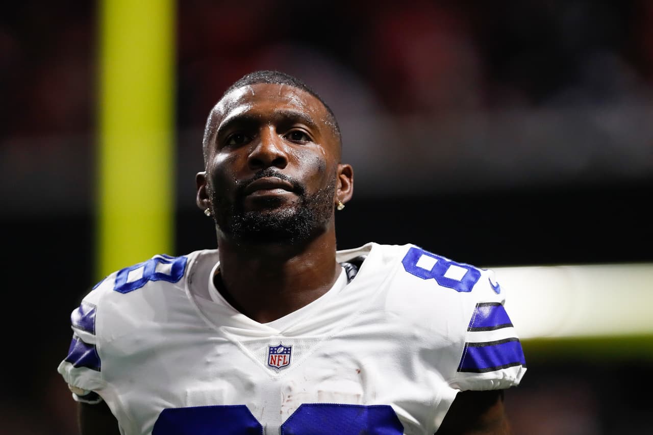 Dallas Cowboys wide receiver Dez Bryant (88) looks on during a week 10 NFL football game against the Atlanta Falcons on Sunday, Nov. 12, 2017, in Atlanta. Atlanta won 27-7. (Aaron M. Sprecher via AP)