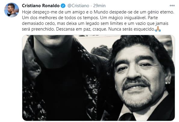 Los íconos del deporte se despidieron de Diego Armando Maradona en redes sociales.