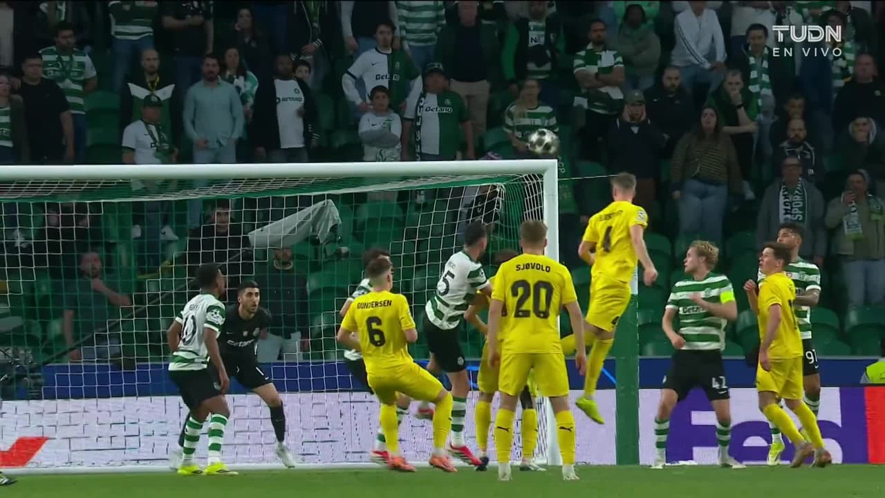 ¡Palo! El remate de Odin Luras revienta el travesaño del Lisboa