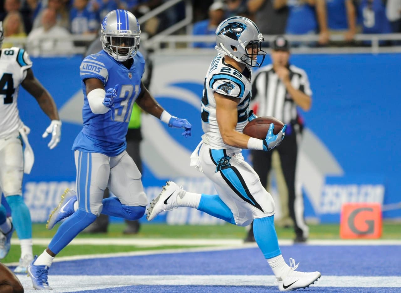 Otro corredor de primer año con un gran día fue Christian McCaffrey, anotando su primer touchdown como profesional en casa de los Lions.