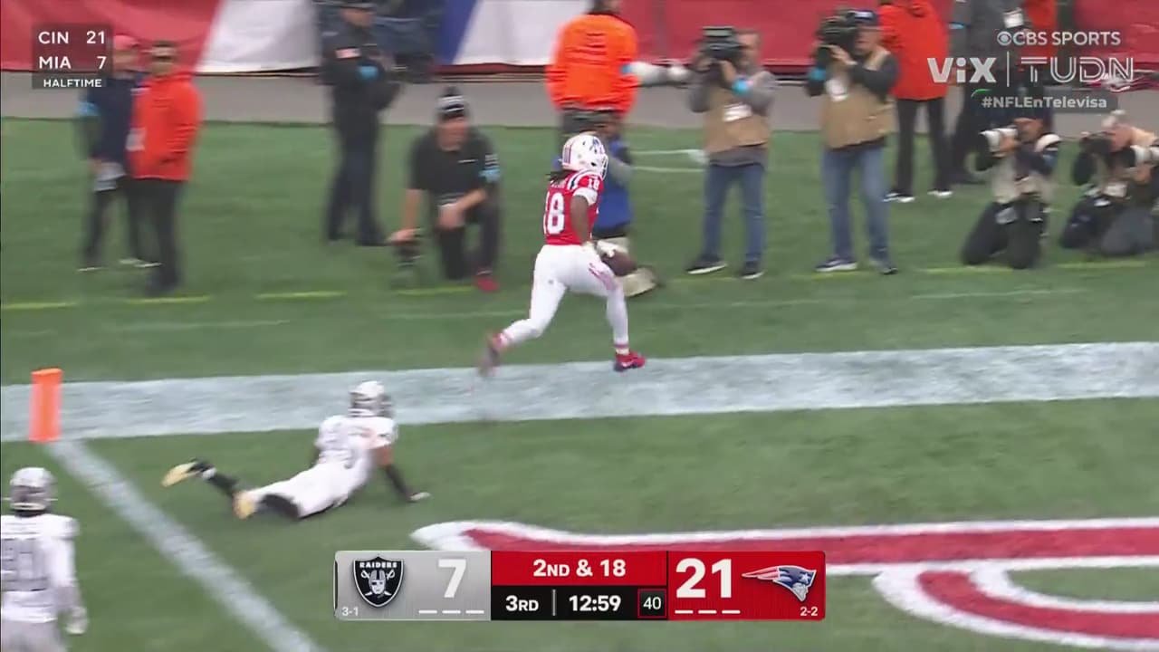 ¡Bombazo! Touchdown de Drake Maye con Kyle Williams