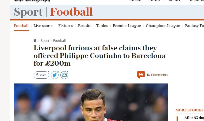 Fuentes cercanas a Anfield Road calificaron el rumor de 'falso'.