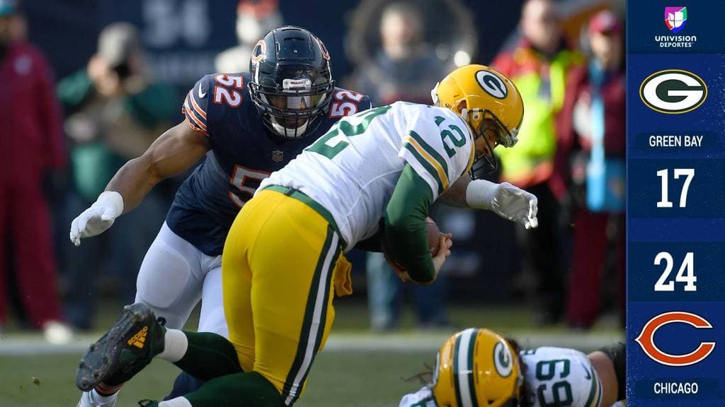 <b>Green Bay 17-24 Bears</b>. Los Bears (10-4) logran su primer título del Norte de la NFC tras derrotar a su Némesis, los Packers (5-8-1) para eliminarlos de cualquier posibilidad de postemporada.