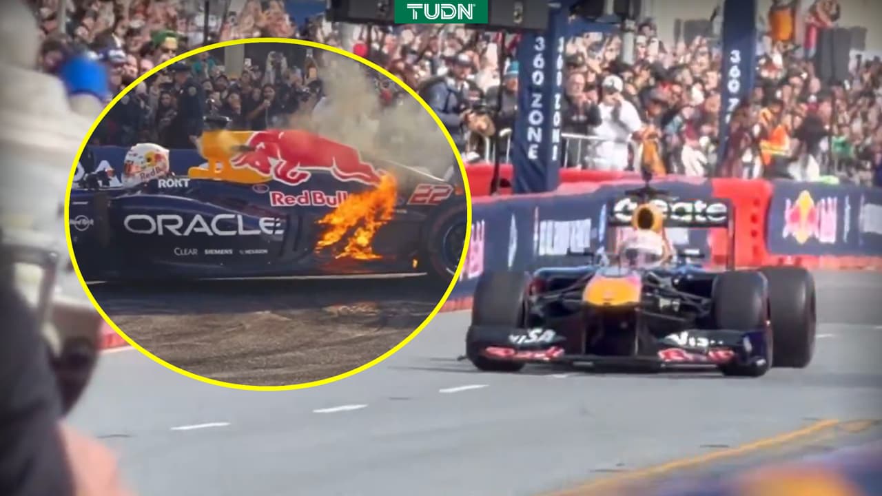 Yuki Tsunoda sufre incendio de su coche en exhibición de Fórmula 1 en San Francisco