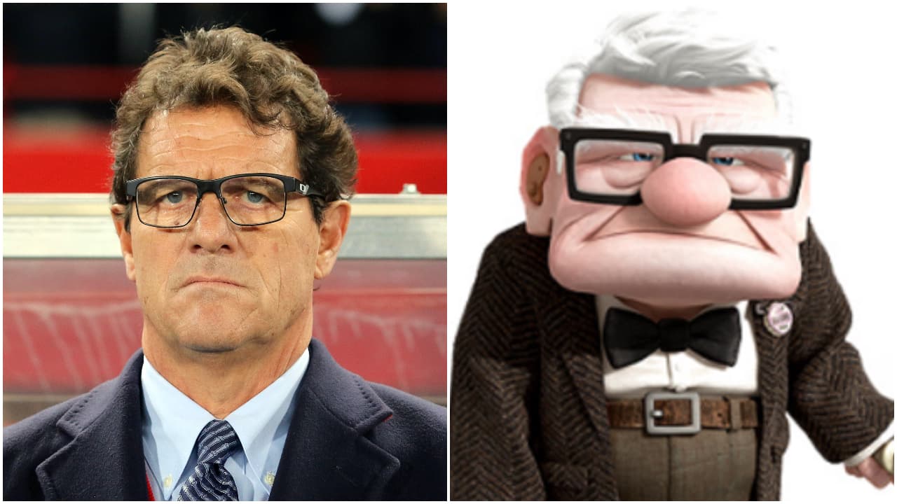 <b>Fabio Capello y Carl Fredricksen</b>
<br>El histórico entrenador inglés tiene la misma apariencia de Carl Fredricksen, protagonista de la película 'UP'.