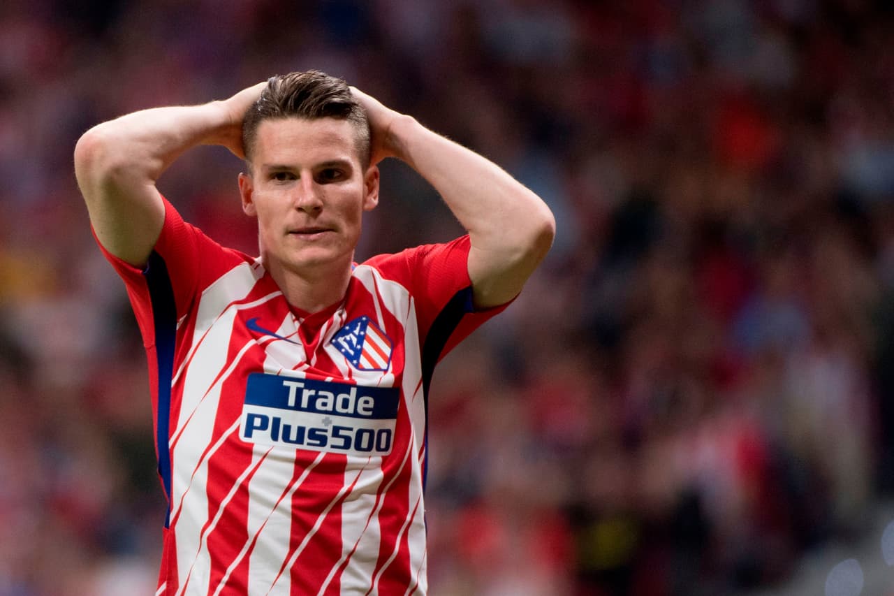 Atletico Madrid's French forward Kevin Gameiro gestures during the Spanish league football match Club Atletico de Madrid vs Villarreal CF at the Wanda Metropolitano stadium in Madrid on October 28, 2017. / AFP PHOTO / CURTO DE LA TORRE (Photo credit should read CURTO DE LA TORRE/AFP/Getty Images)