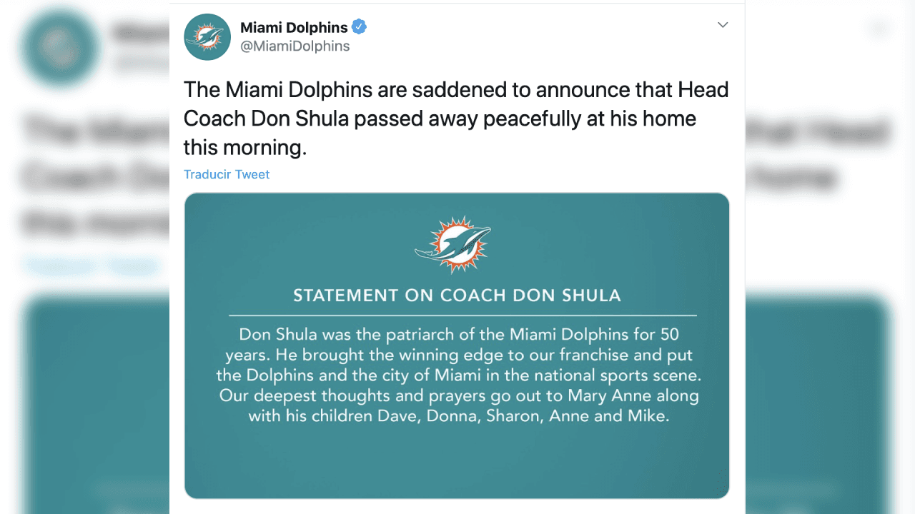 Inesperado fallecimiento de Don Shula conmociona al deporte y así reaccionan en redes sociales.