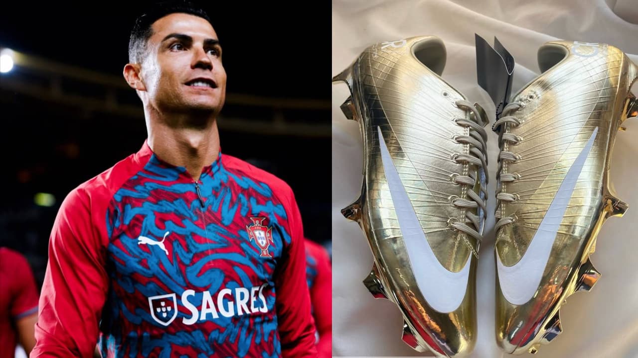 ¡Brutal! Cristiano Ronaldo y sus espectaculares zapatos dorados para el Mundial 2026