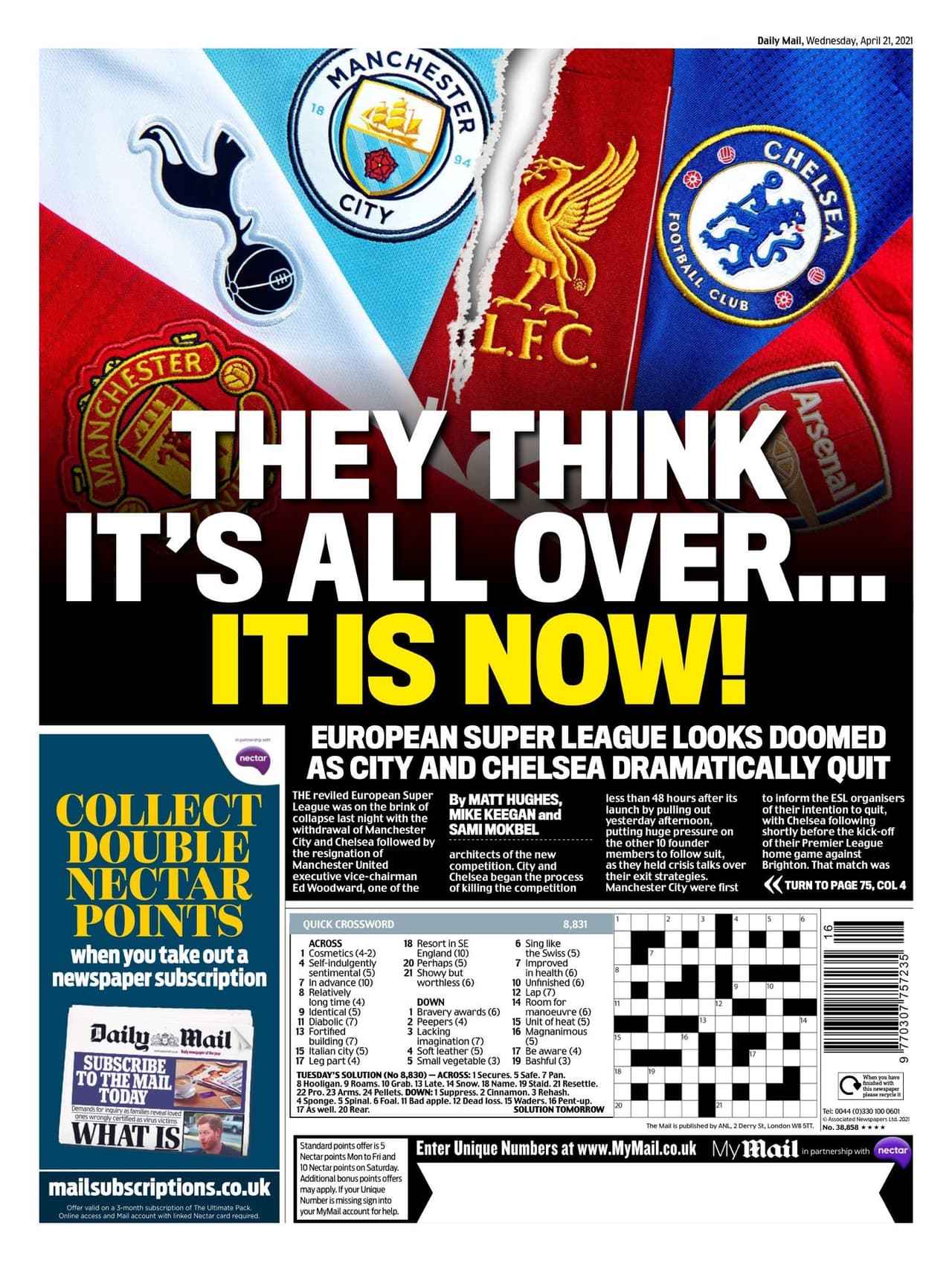 Tras varias horas de incertidumbre en el futbol europeo, el día de hoy se ha hecho oficial la suspensión del proyecto de la Superliga europea.