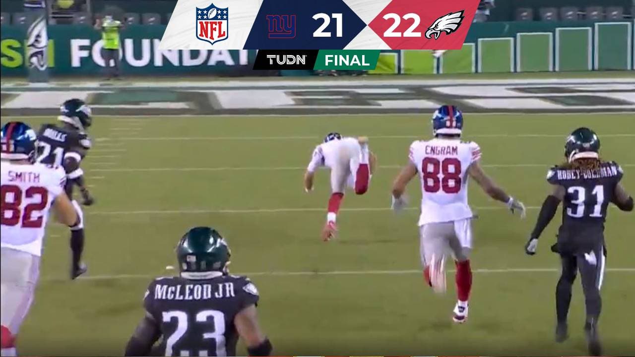 Oso de Daniel Jones en Giants-Eagles rompe las redes