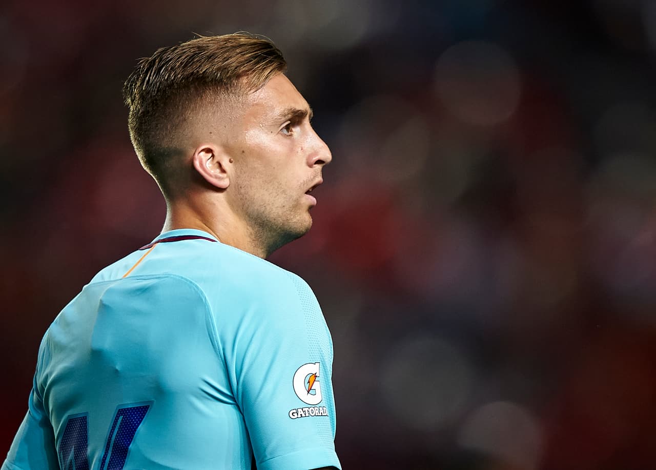 TARRAGONA, SPAIN - AUGUST 04: Gerard Doulofeu of Barcelona reacts during the pre-season friendly match between Gimnastic de Tarragona and FC Barcelona at Nou Estadi de Tarragona on August 4, 2017 in Tarragona, Spain. (Photo by fotopress/Getty Images)