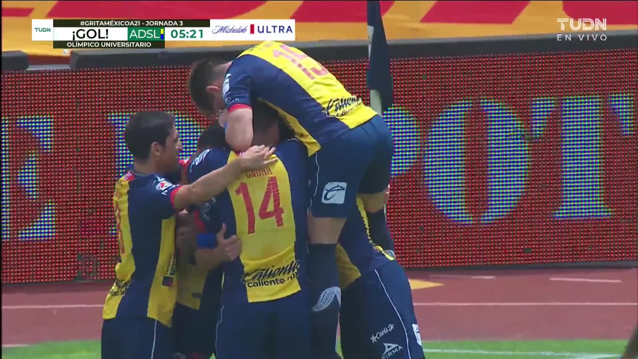 ¡GOL!  anota para Atlético San Luis. Unai Bilbao