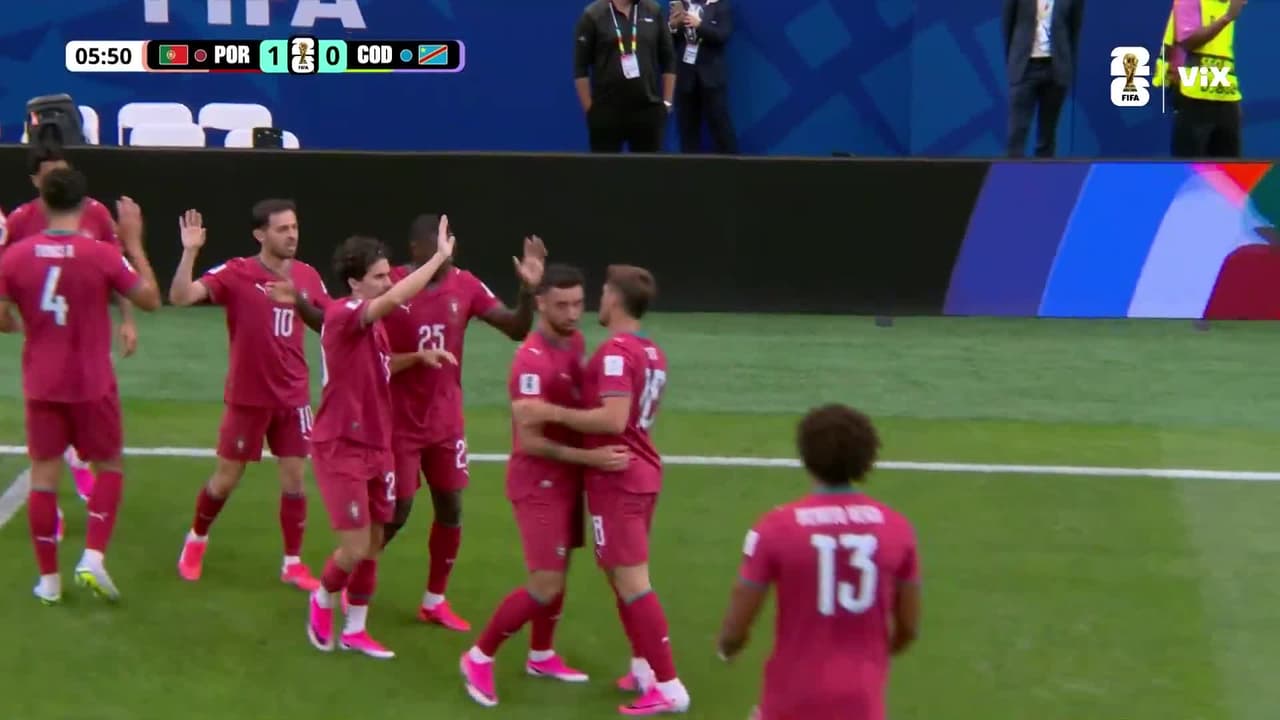 ¡Portugal pega primero! Excelso cabezazo de Joao Neves para abrir el marcador