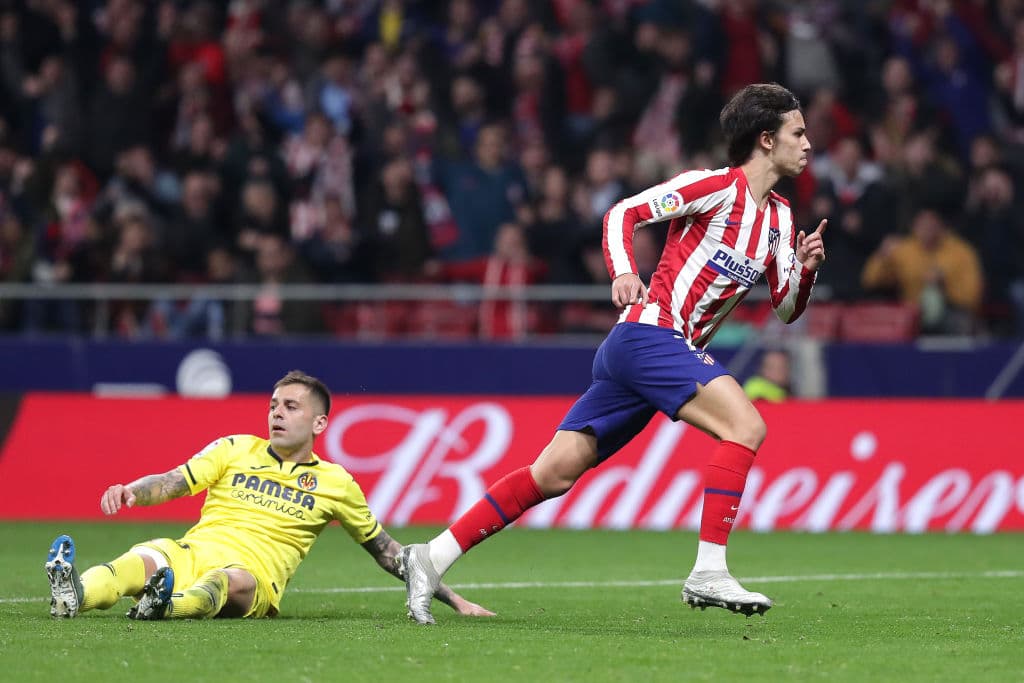 MADRID, SPAIN - FEBRUARY 23: Joao Felix of Atletico Madrid celebrates after scoring his team's third goal during the La Liga match between Club Atletico de Madrid and Villarreal CF at Wanda Metropolitano on February 23, 2020 in Madrid, Spain. (Photo by Gonzalo Arroyo Moreno/Getty Images)