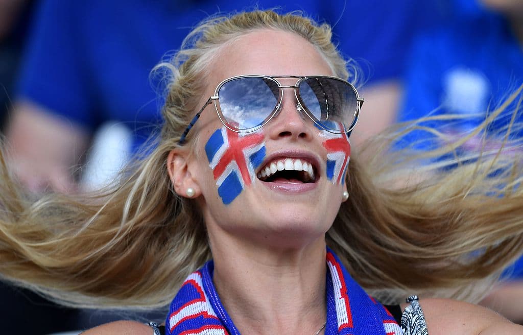 An Iceland's supporter is pictured ahead of the Euro 2016 group F football match between Iceland and Hungary at the Stade Velodrome in Marseille on June 18, 2016. / AFP / BORIS HORVAT (Photo credit should read BORIS HORVAT/AFP/Getty Images)