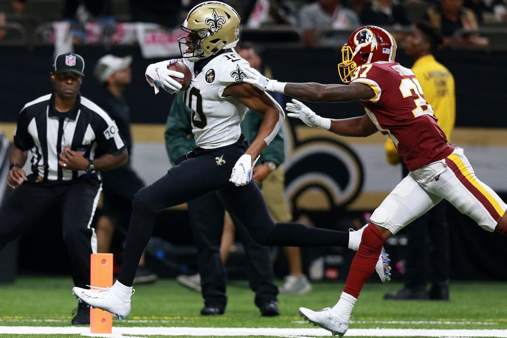 Drew Brees se conectó con Tre'Quan Smith para un pase de touchdown de 62 yardas con el que se ampliaba la ventaja a 26-6 pero eso no era todo.