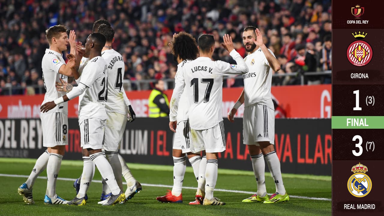 Real Madrid transmite buenas sensaciones en Girona y pasa a semis de Copa del Rey