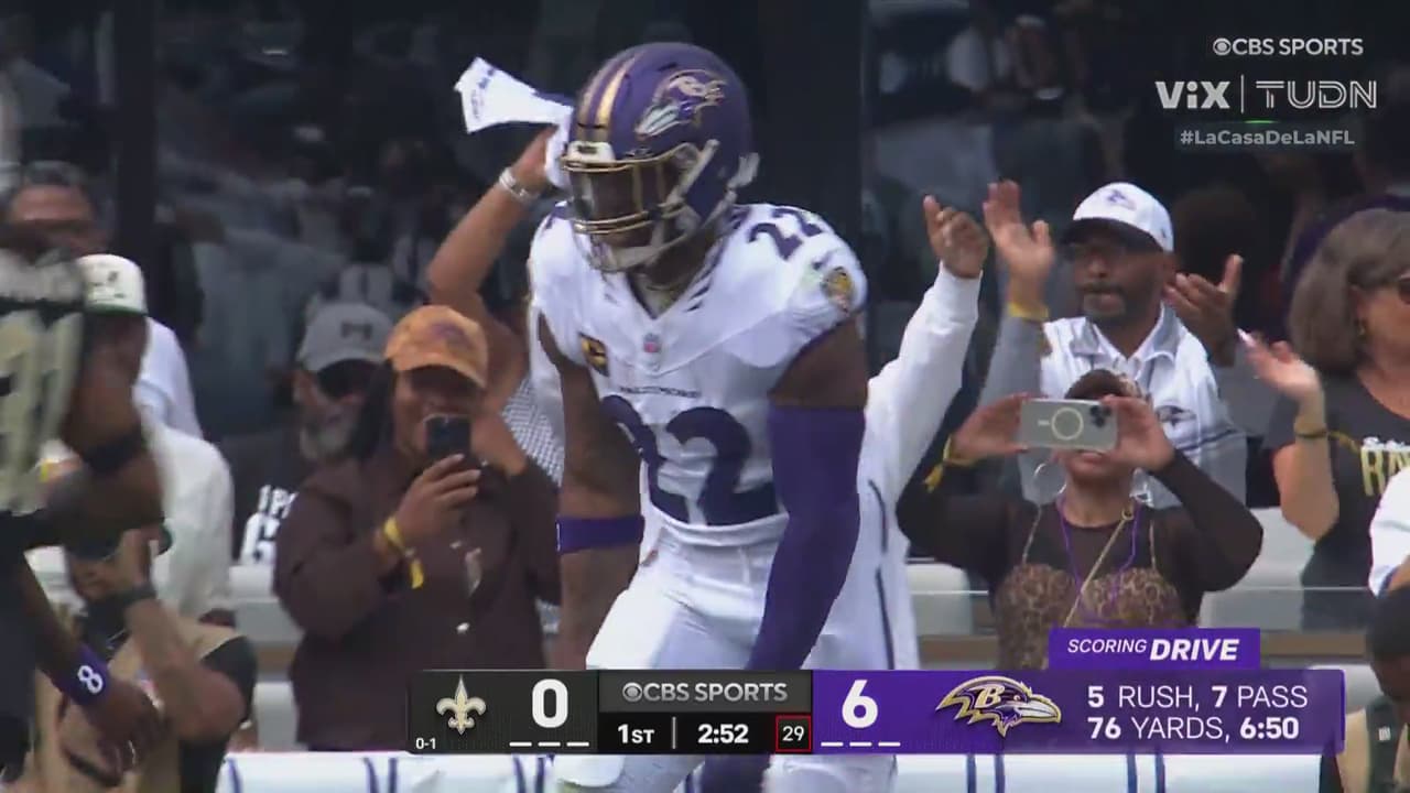 Touchdown de Derrick Henry para Ravens ante Saints