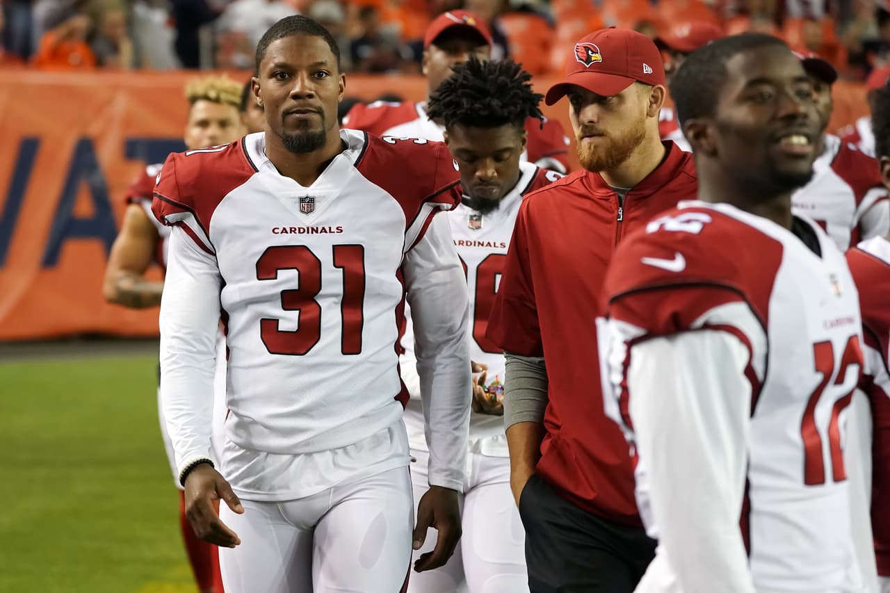 Arizona Cardinals running back David Johnson (31) on the sidelines during an NFL football game against the Denver Broncos, Saturday Aug. 31, 2017 in Denver. (Gene Lower via AP)