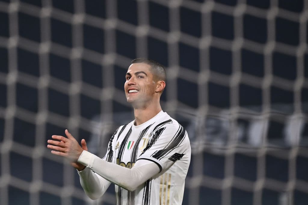Juventus' Portuguese forward Cristiano Ronaldo reacts during the Italian Serie A football match Juventus vs Fiorentina on December 22, 2020 at the Juventus stadium in Turin. (Photo by Marco BERTORELLO / AFP) (Photo by MARCO BERTORELLO/AFP via Getty Images)