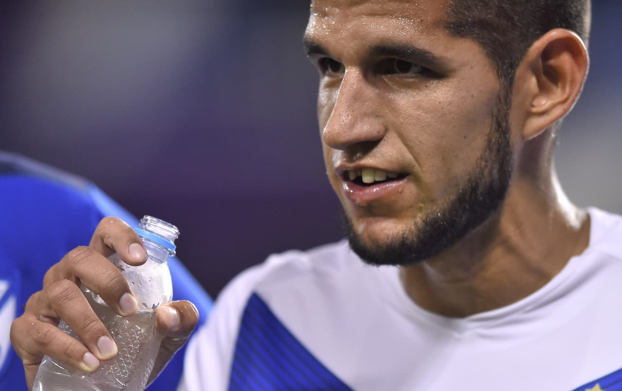 Argentina's Velez Ecuadorean Peruvian Luis Abram is pictured after losing a tooth during the Copa Sudamericana quarterfinal football match against Chile's Universidad Catolica at the Jose Amalfitani Stadium in Liniers, Buenos Aires, on December 8, 2020. (Photo by Marcelo Endelli / POOL / AFP) (Photo by MARCELO ENDELLI/POOL/AFP via Getty Images)