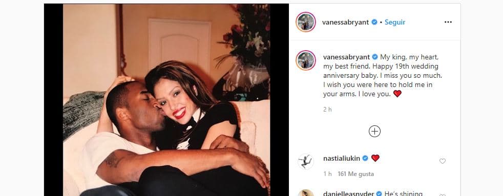 Vanessa Bryant lanza emotivo mensaje por su aniversario de bodas con Kobe