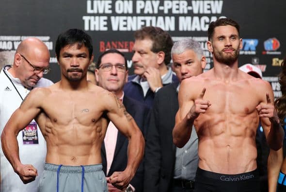 Así, todo quedó listo para la batalla entre Pacquiao, considerado uno de los mejores boxeadores de los últimos tiempos (56-5-2, 38 nocauts), ante Algieri, invicto en 20 peleas (8 antes del límite) y que tratará de dar la sorpresa.