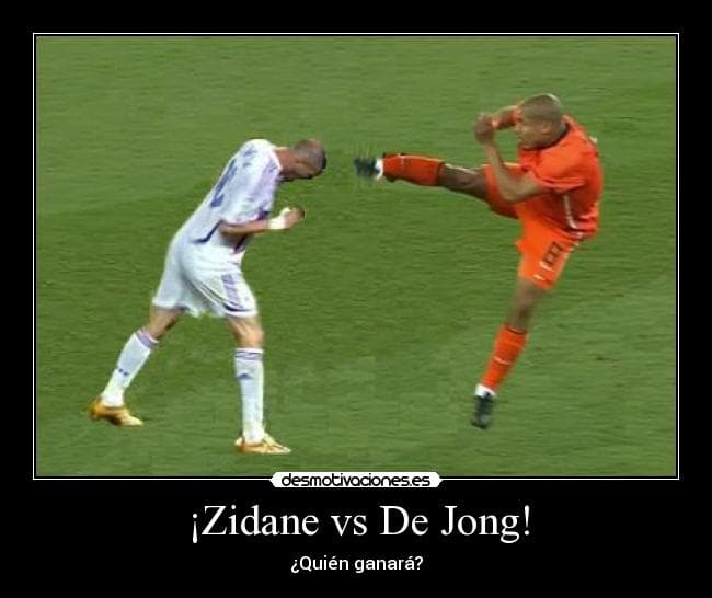 La evolución en las finales de la Copa del Mundo. Del maestro Zinedine Zidane a Nigel de Jong, en apenas cuatro años.