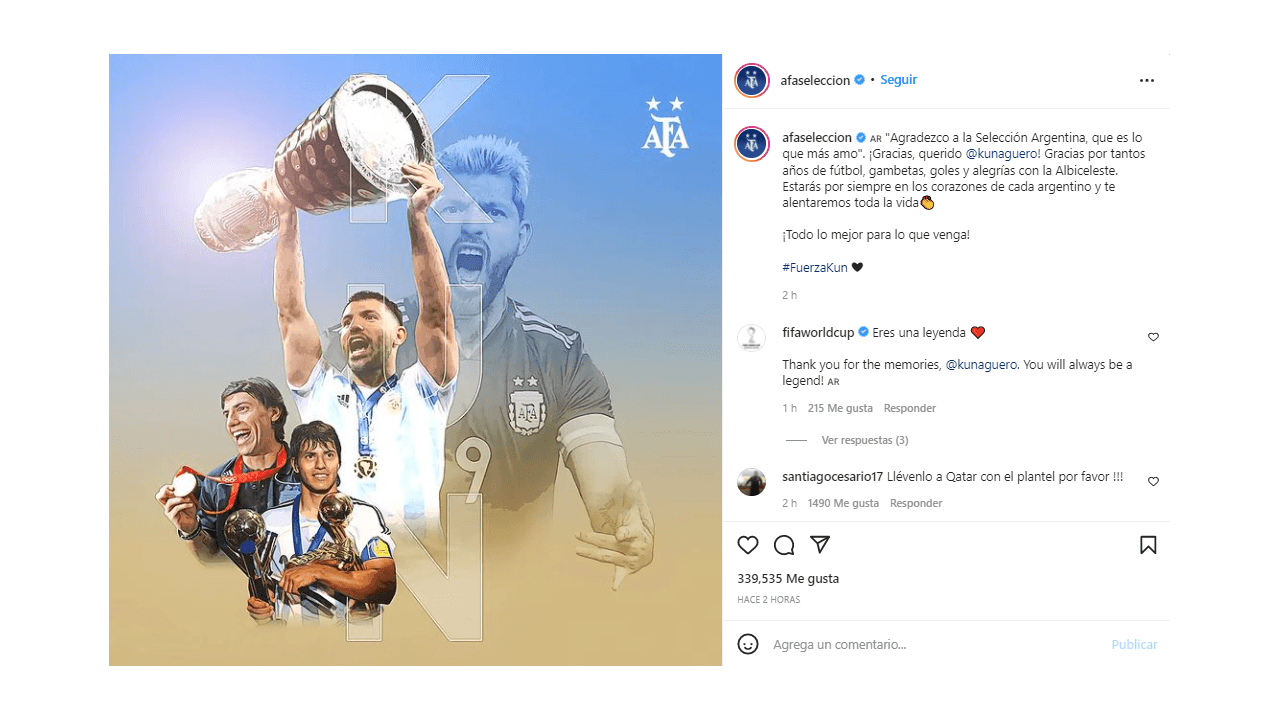 El mundo del futbol se despide de un grande, Sergio 'Kun' Agüero anunció su retiro de las canchas por problemas cardiacos, lo cual causó reacciones en redes. Compañeros de cancha, equipos y fanáticos, le dedicaron palabras, imágenes y videos por su gran trayectoria, su talento y, sobre todo, por su calidad. humana, ¡hasta luego, Kun!