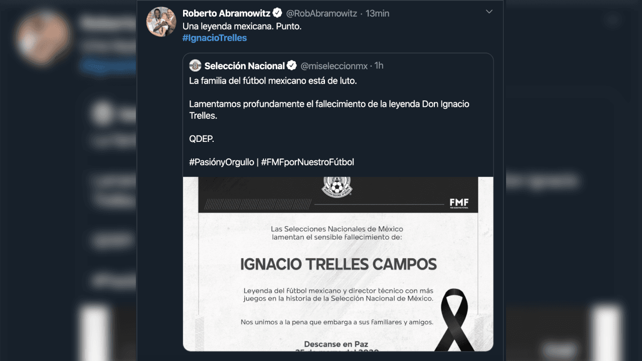 Así reacciona el mundo futbolístico ante el fallecimiento de Ignacio Trelles a sus 103 años.