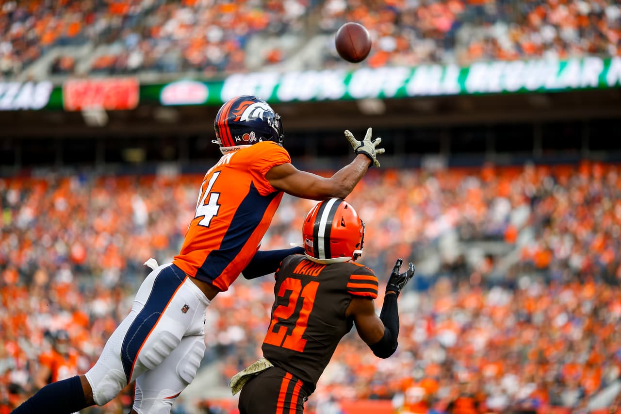 Denver Broncos
<b>24-19 </b>Cleveland Browns | Courtland Sutton realizó esta gran atrapada ante la cobertura del defensivo de Browns.