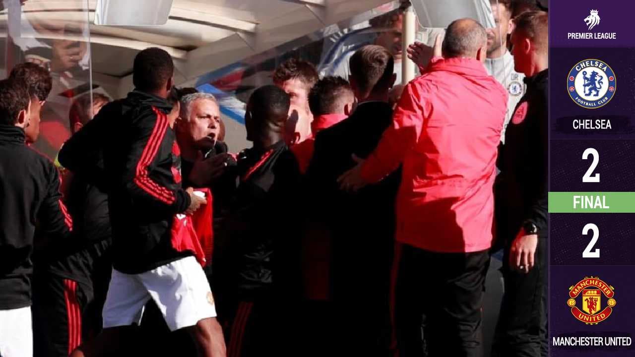 ¡Calientito! José Mourinho termina en trifulca tras agónico empate entre el Chelsea y el United