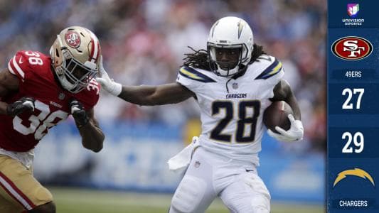 Los Chargers sufrieron más de la cuenta para vencer a los 49ers en la vida después de 'Jimmy G'. Philip Rivers lanzó tres pases de anotación y Melvin Gordon corrió para 105 yardas.