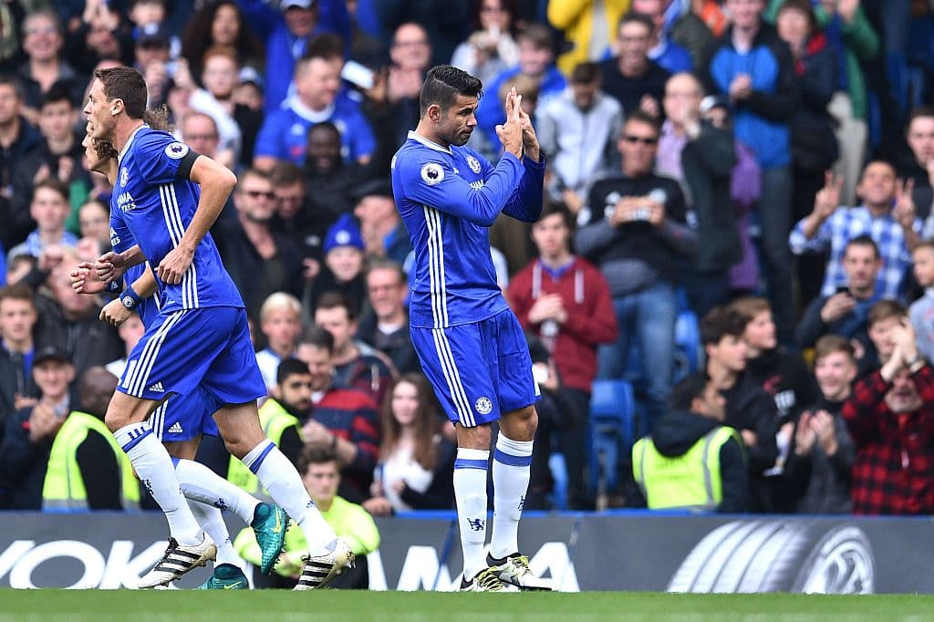 La 'W' de Willian hecha por Diego Costa.